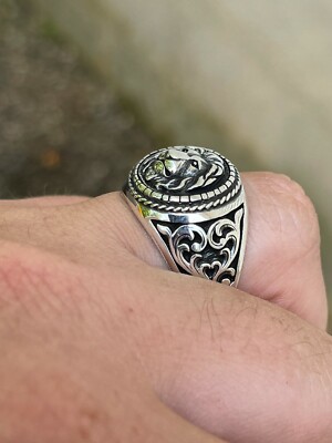 Real 925 Sterling Silver Mens Plain Lion Ring Leo Head Size 7 8 9