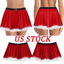 Womens Fancy Dress Cosplay Mrs Claus Role Play Skirt Festival Christmas Santa