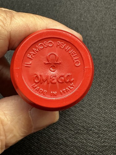 Omega Cepillo de Afeitar Hombre Mango Rojo con Soporte, Hecho en Italia, Sin Caja. - Imagen 8 de 8