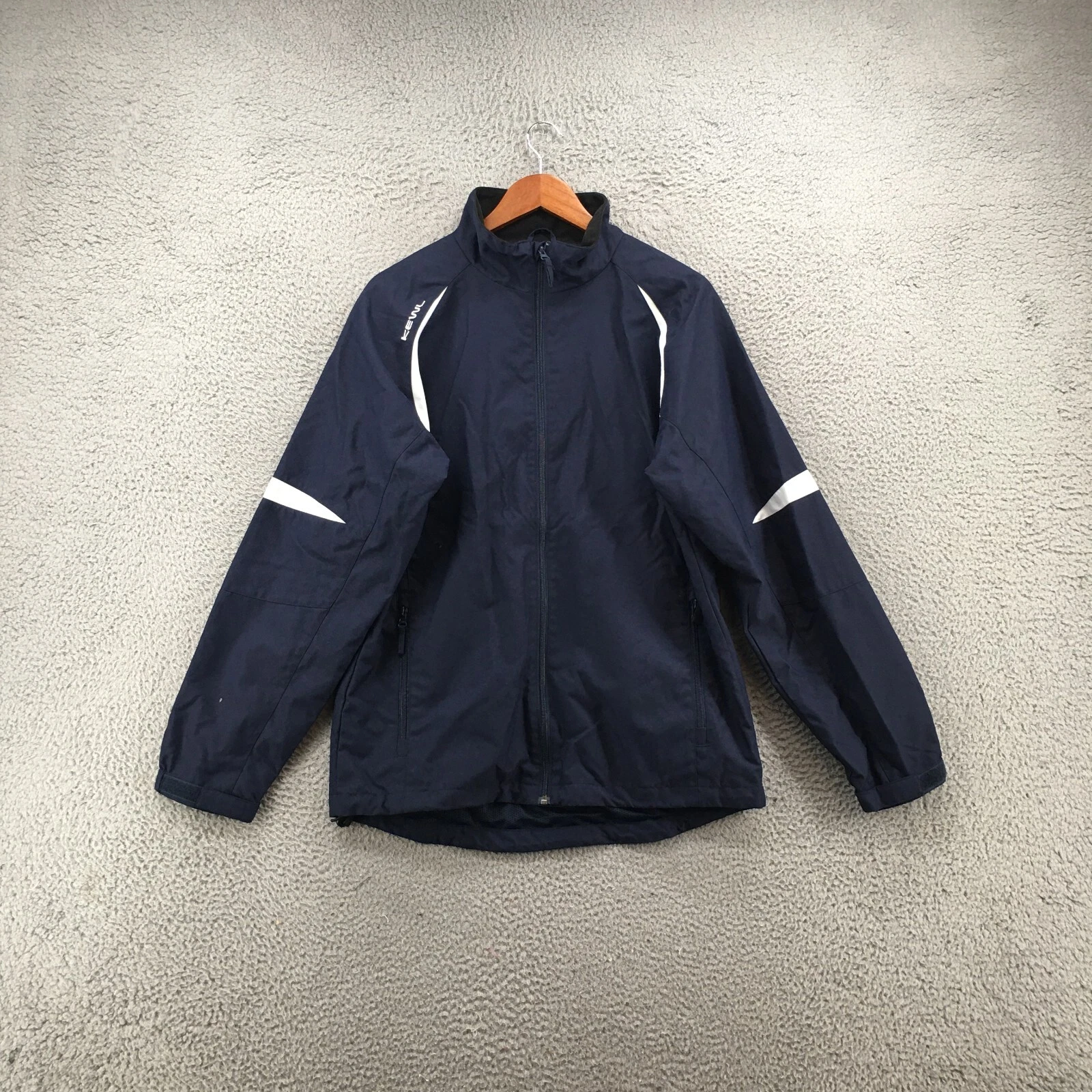 Kewl Windbreaker Jacket Mens Small Full Zip Mock Neck Long Sleeve Blue NEW