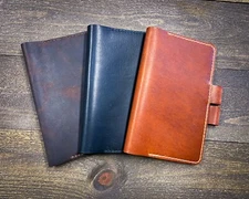 Leather Cover Refillable made in USA fits A5 journal large 5.7x8.26 in