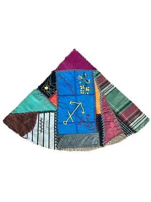 5-Piece Crazy Quilt Blocks Antique? Velvet Silk Embroidered Intricate FLAWS