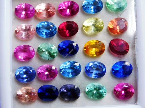 Lotto 6 pezzi zaffiro colore misto naturale 9x7 mm CERTIFICATO pietre preziose sfuse taglio ovale - Foto 3 di 6