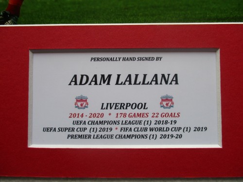 LIVERPOOL ADAM LALLANA AUTHENTIC HAND SIGNED A3 MOUNTED PHOTO DISPLAY - COA - Picture 4 of 5