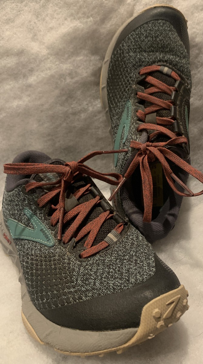 Brooks PureGrit All Trail Running Gray Green Shoes Women's Sz