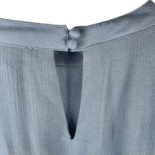 Umgee Embroidered Blouse Shirt Gray Peep Shoulder Strappy Bell Sleeve Top Sz Lg - Picture 3 of 10
