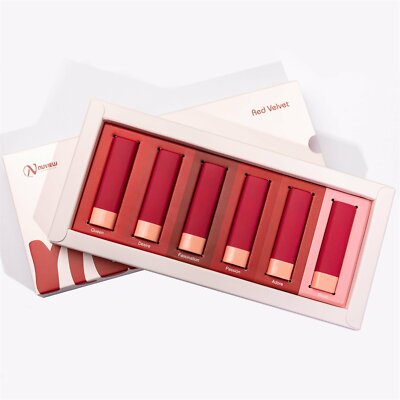 NUVIEW COSMETICS RED VELVET 6 MINI CREAMY LIPSTICK SET LIMITED EDITION BUNDLE LE