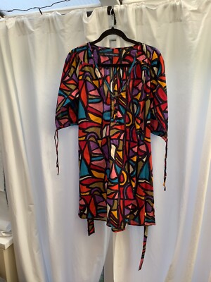 Vintage 70 s French connection Iconic Stained Glass Pattern Kaftan/Tunic Size S