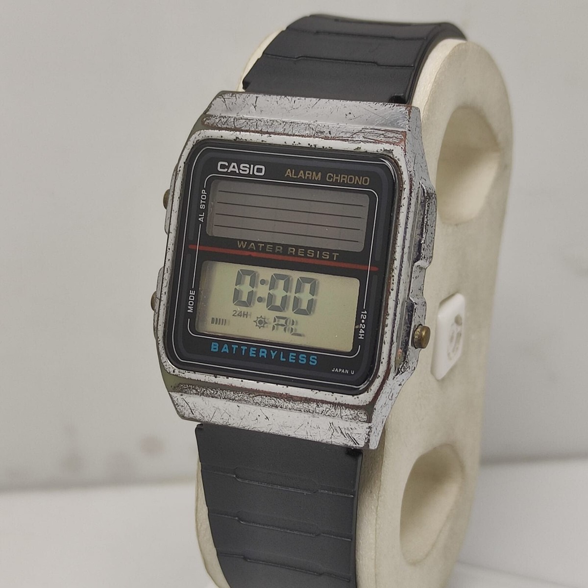 Vintage 1980's Casio Solar AL-180 Alarm Chrono Batteryless