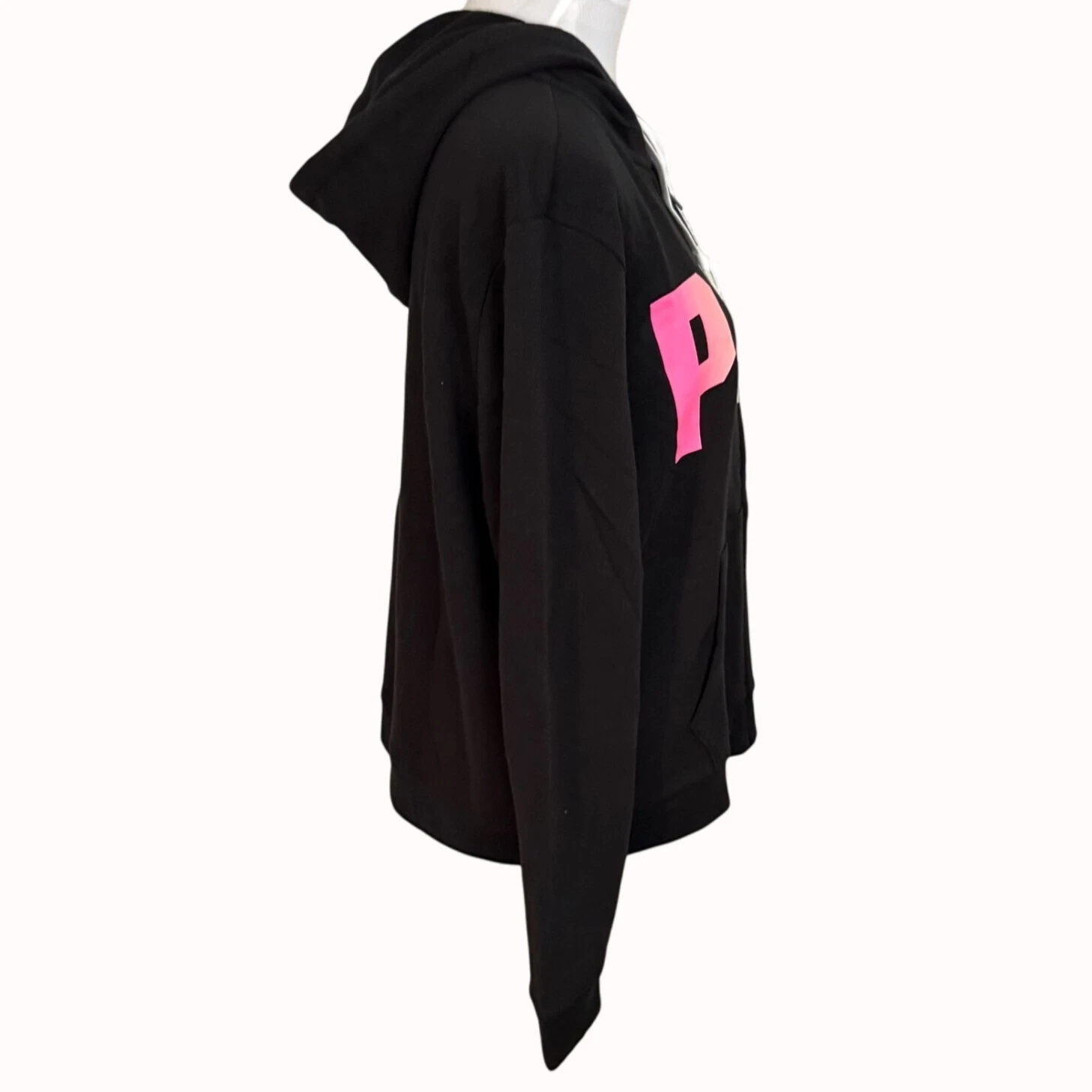 UNDERCOVER Giacca con cappuccio rosa Victorias Secret nera taglia XL lettere arcobaleno zip spellout