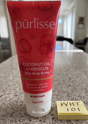 Purlisse Coconut Oil + Hibiscus Silky Body Butter 6oz/170g FULL SZ SEALED $24