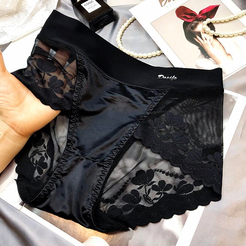high waisted underwear for sheer dress 1/6 Pack Lot Women Sexy Satin Panties Brief Waist Lingeries colour_champagne