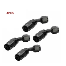 4PCS AN6 -6AN 45 Degree Swivel Hose End Fitting Adaptor For Fuel Black Universal