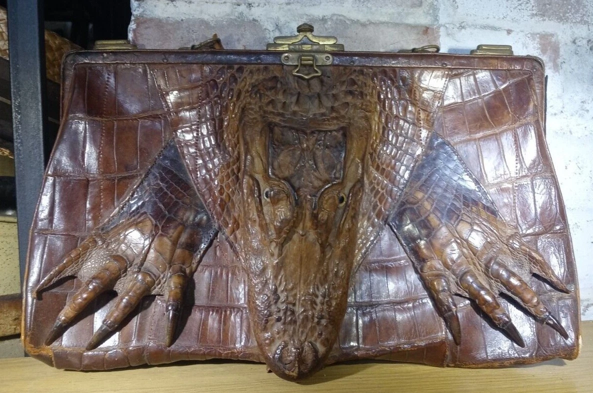 Vintage Hand Made Genuine Alligator Figure Purse Handcrafted Handbag  1940's/50's | eBay