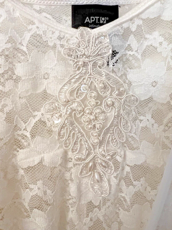 Baby Doll Lingerie Sheer White Lace Negligee Robe Bridal Size XL Sexy Sheer Lace - Image 2 of 4