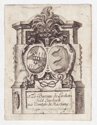 ExLibris Maria Haslang Baroness Lerchenfeld-Siesbach Bookplate Engraving 18E
