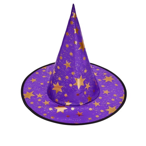 Witch Hat for Women Halloween Wizard Hat with Gold Star Party Hats for Adults... - Picture 3 of 7