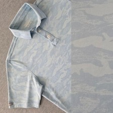 Straight Down Performance Mens Polo Shirt Light Blue Short Sleeve Size Small