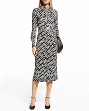 Tory Burch ALTRD Flower Printed Jersey Polo Belted Midi Dress sz 6