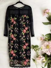 JAX Black Label Floral Embroidered Mesh Dress Size 12 Cocktail Formal / Party