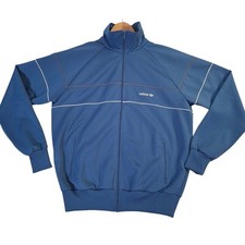 Vintage Adidas Track Jacket Blue Trefoil Logo Full Zip Mens Large Made in Taiwan