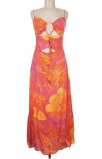 NEW Farm Rio Summer Garden Ombre Midi Dress Cutouts Tie Up Front Small $255