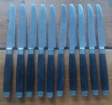 Série 10 COUTEAUX à fruit Manche ebene virole et cabochon argent