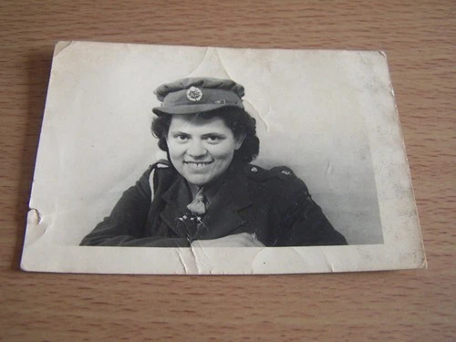 WW2 Military Woman in Uniform Vintage Photo ATS Belgium Officers Mess April 1945