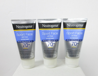 3 Pack Neutrogena Sport Face Oil-Free Sunscreen SPF 70+ 2.5oz Exp. 07/2026