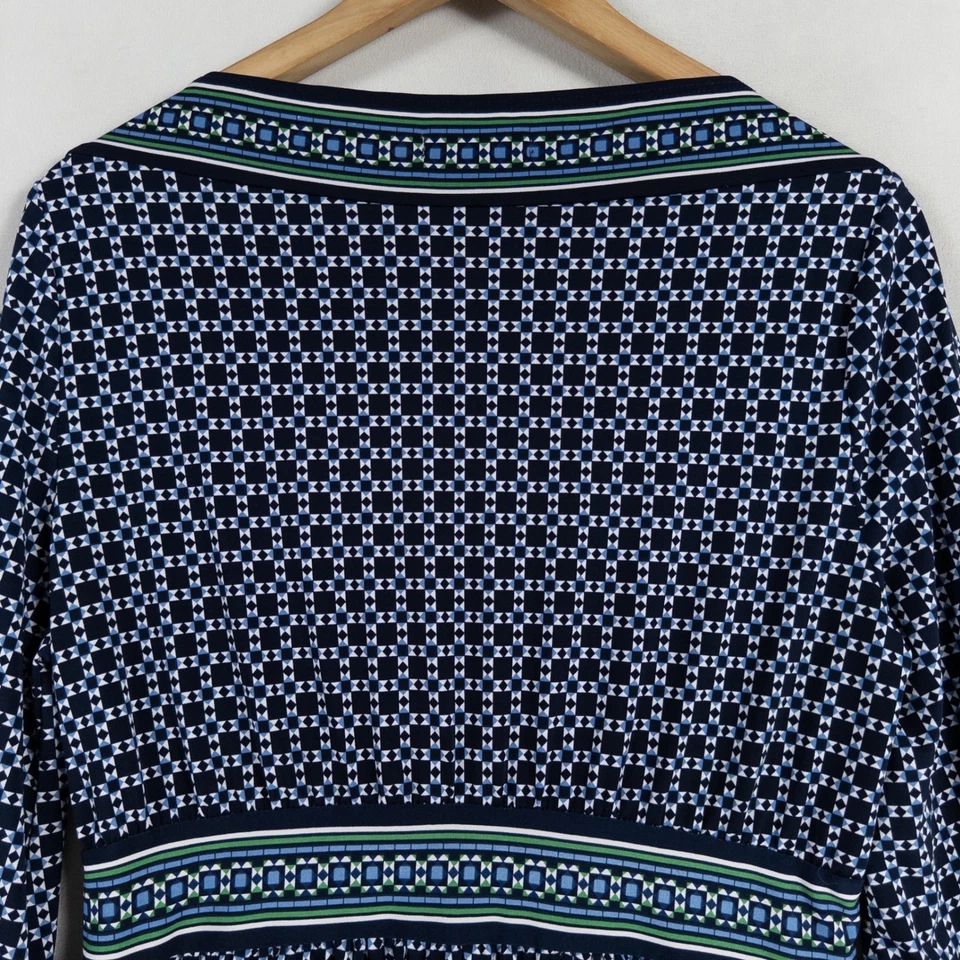 Vestido Max Edition para mujer talla mediana azul estampado geométrico manga 3/4 tejido elástico Foto 4 de 4