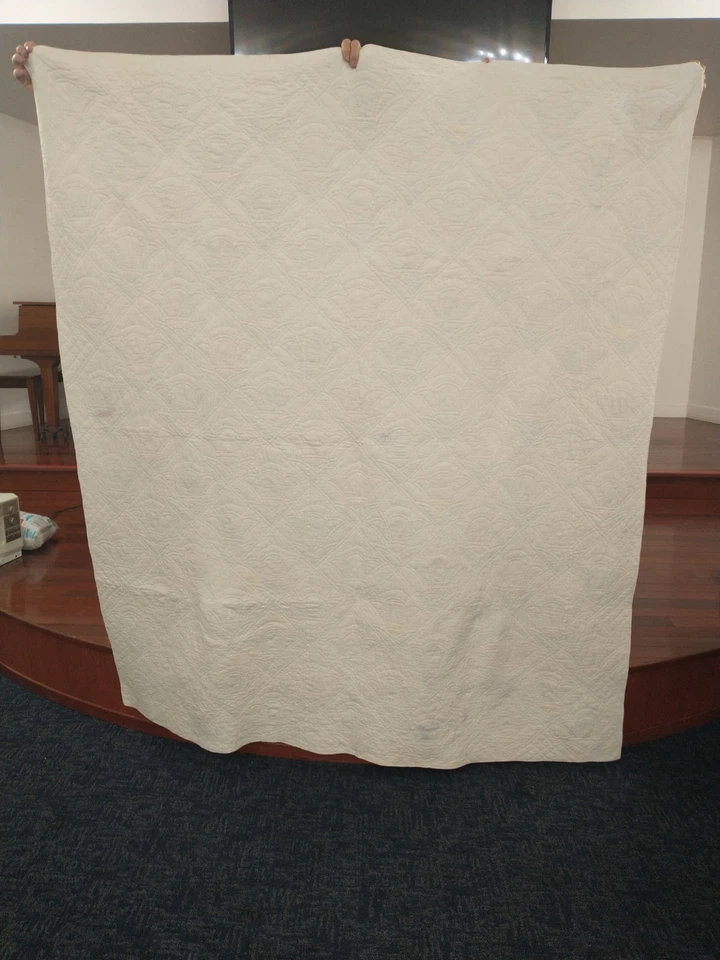 Edredón Antiguo Diseño Flor Hecho a Mano Acolchado Doble Tamaño 80" x 70" Algodón Foto 2 de 4