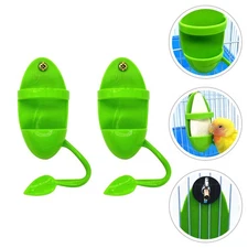 2 Pcs Parrot Stands Bird Feeding Tool Plastic Metal Pet Supplies Accessories