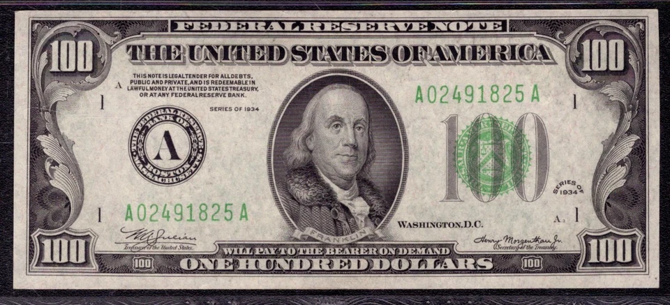 1934 $100 FEDERAL RESERVE NOTE BOSTON FR.2152-A DGS PMG CHOICE UNC CU 64 EPQ - Image 3 of 4