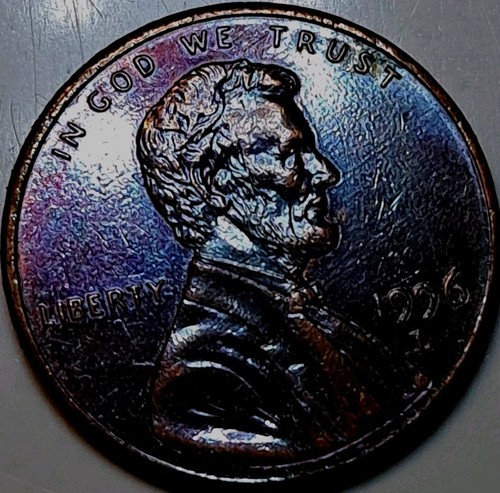MONSTER PURPLE TONED ~ 1996 D Lincoln Memorial Cent ~ SHARP LOOKING PENNY