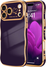 for Iphone 17 Pro Max Case for Women Girls, Cute Wave Frame Curly Shape with Lov