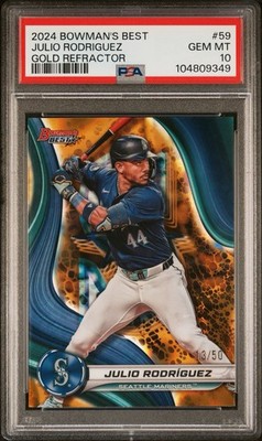 Julio Rodriguez 2024 Bowman's Best #59 Gold Refractor /50 PSA 10 SP Low Pop