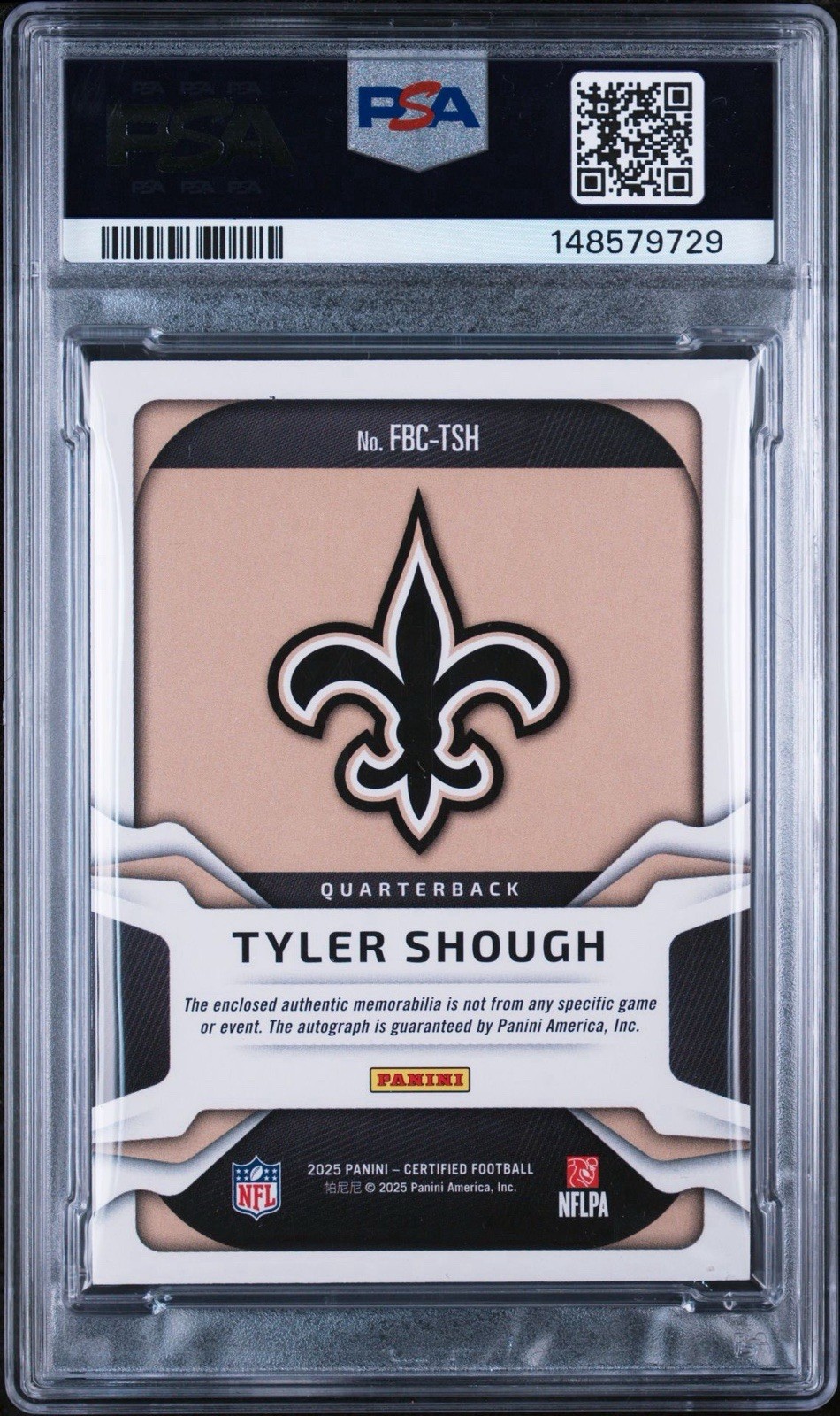 TYLER SHOUGHFRSHMN FBR SIG-MIR R/EPSA/DNA CERTPS PSA 8 Auto Saints RPA /25 view 2