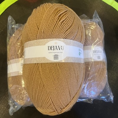 Deja vu tan beige double knit/aran knitting wool 3 packs just under 1500g 