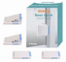 OKEFAN 4 Pk Child Safety Sliding Door Lock Blue/white Babyproofing