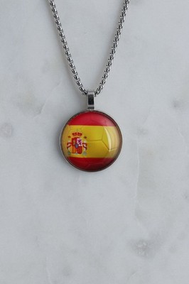 Cadena Plateada Selección De Futbol España Bandera Amuleto De La Suerte 