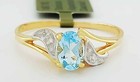 GENUINE 0.68 Cts AQUAMARINE & DIAMOND RING 10K GOLD - Free Certificate Appraisal — photo 1