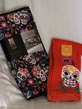 Sugar Skull Kitchen Accessories 2pk Drying Mats And 2 Pk Hand Towels