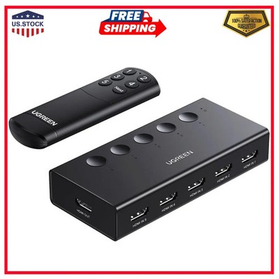 UGREEN HDMI Switch 5 in 1 Out 4K 60Hz with Remote HDR VRR 3D Black