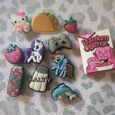 Set Of 11 Cute Croc Charms / Jibbitz - Ponies, Taco, Strawberry, Dolphin, etc.