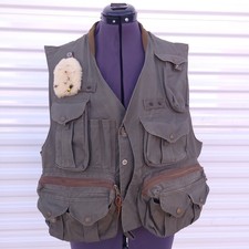 Vintage CC Filson Fishing Guide Vest Men Size Large Green Made In USA Style 136