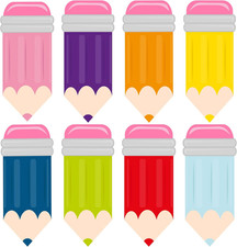 48Pcs Colorful Pencil Cutouts Back to School Classroom Bulletin Board Decors Rai
