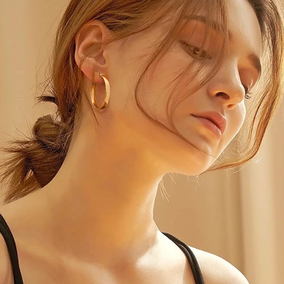 Pendientes de aro KATIE OTTE de oro de 14K pendientes de aro grandes para mujer pendientes de aro G... Foto 3 de 4