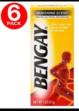 BENGAY Pain Relief Gel Menthol Vanishing Scent 2.5% 2oz Fast Relief - 6 Pack