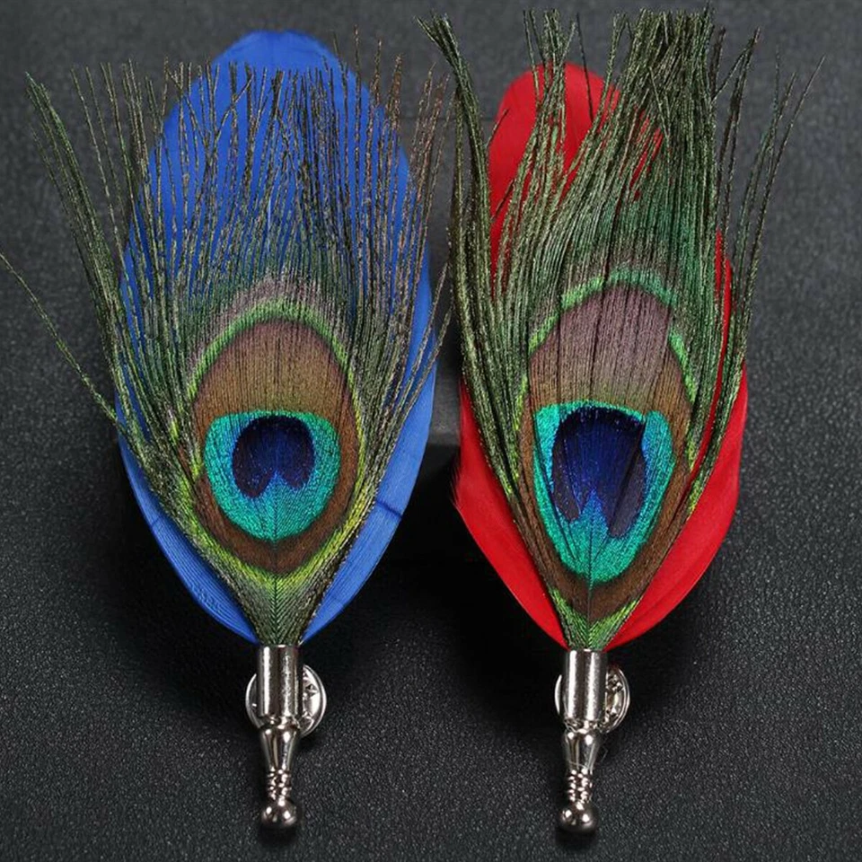 Peacock Feather Brooch Pin Hat or Lapel Wedding Races Day Party Hat Clip Gifts - Image 4 of 4