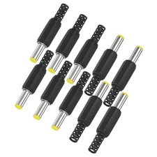10-Pack DC Male Connector,5.5 2.1mm Pure Copper Barrel Connector Solder Yellow 